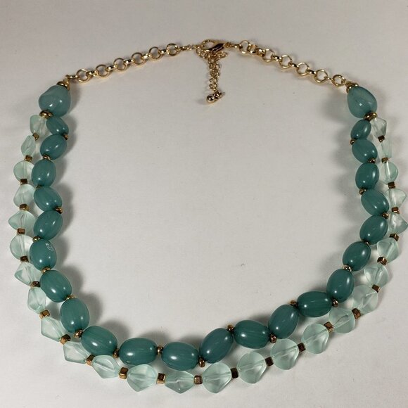 Gold Tone Multi-Layer Beaded Necklace with Polished Finish and Multi-Color Beads - Picture 1 of 4